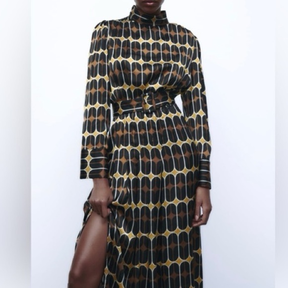 ZARA Black and White Halter Midi Sundress for Wedding Guests size XXL - Picture 1 of 14